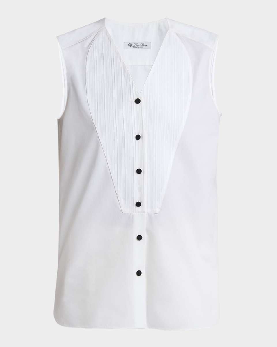 Caylee Sleeveless Poplin Tux Top